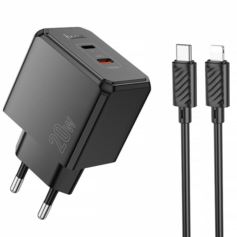 МЗП Hoco CS16A Wish PD20W (1USB-C/1L) + кабель Type-C to Lightning на малюнкі №1