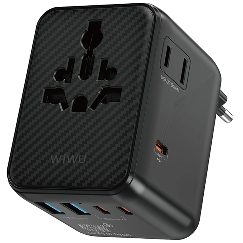 Мережевий універсальний перехідник WIWU UA010 Warrior GaN 45W + 2USB-A/3C на малюнкі №1