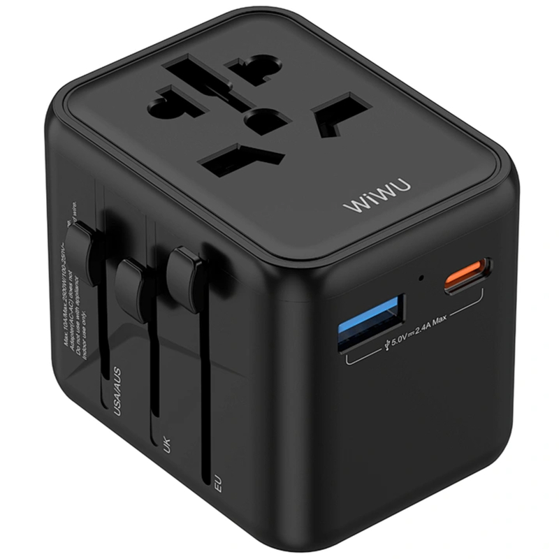 Мережевий універсальний перехідник WIWU UA012 Warrior 12W + 1USB-A/1C на малюнкі №1
