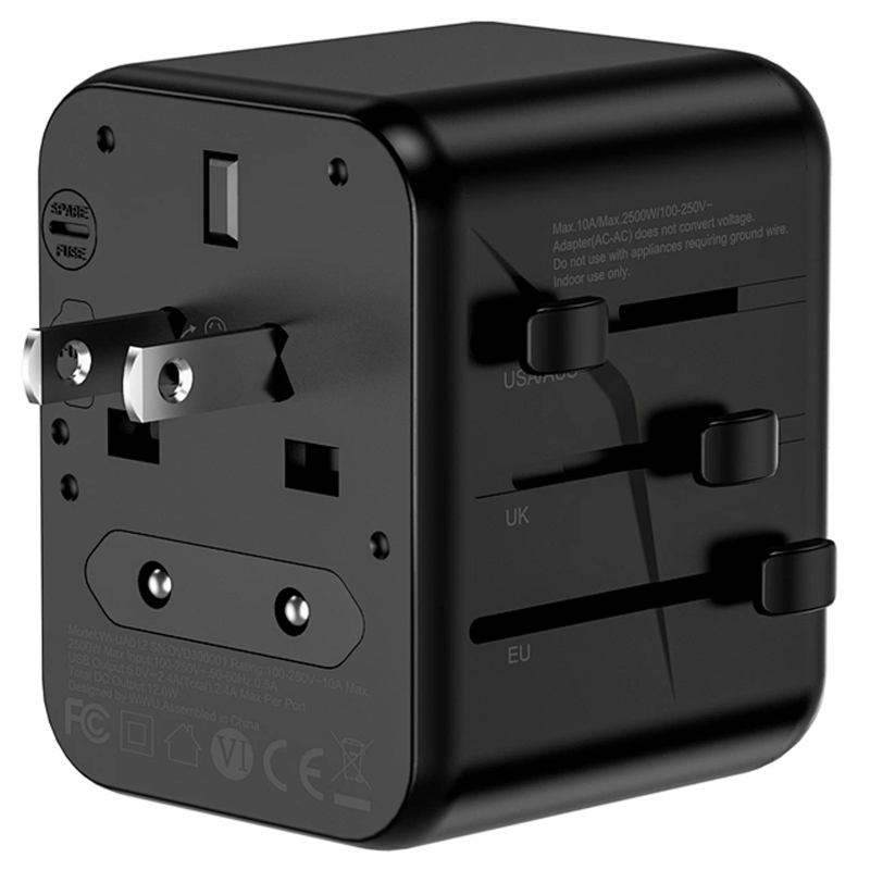Мережевий універсальний перехідник WIWU UA012 Warrior 12W + 1USB-A/1C на малюнкі №3