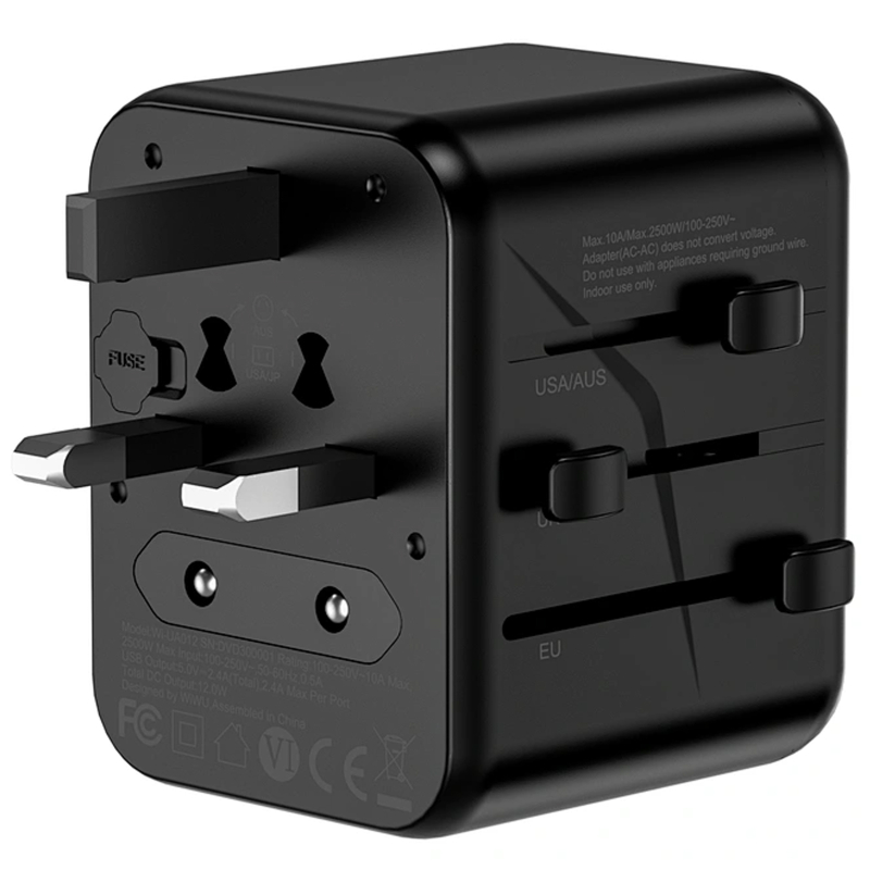 Мережевий універсальний перехідник WIWU UA012 Warrior 12W + 1USB-A/1C на малюнкі №5