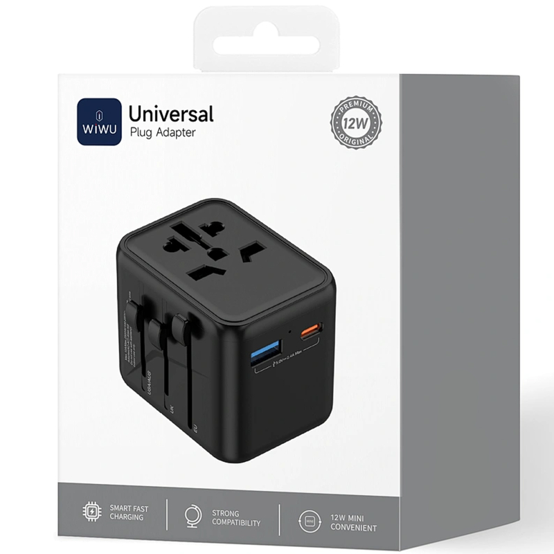 Мережевий універсальний перехідник WIWU UA012 Warrior 12W + 1USB-A/1C на малюнкі №6