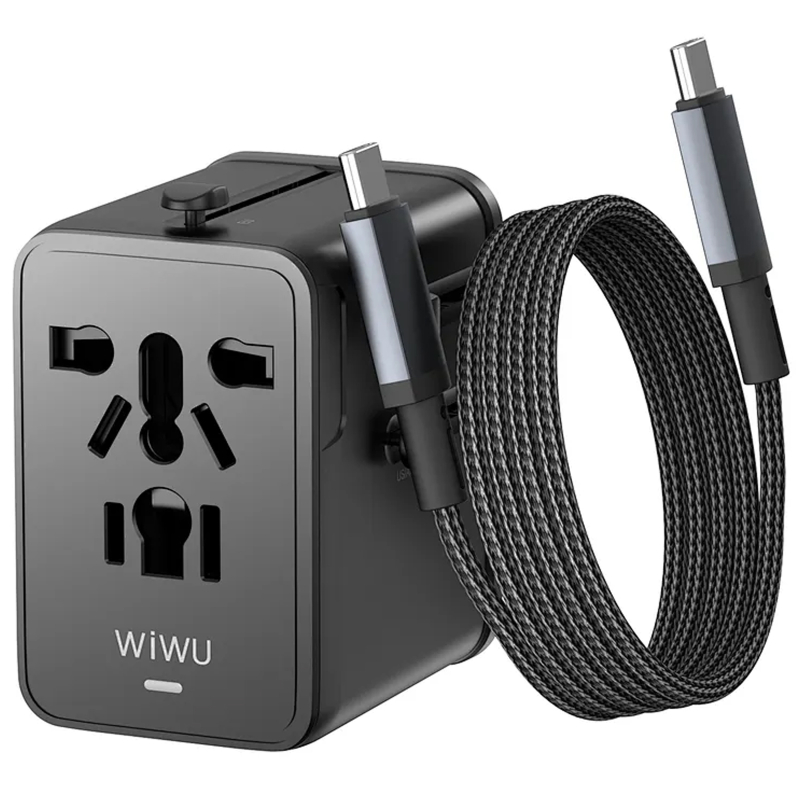 Мережевий універсальний перехідник WIWU UA013 20W GaN + 1USB-A/2C with retractable cable Type-C на малюнкі №2