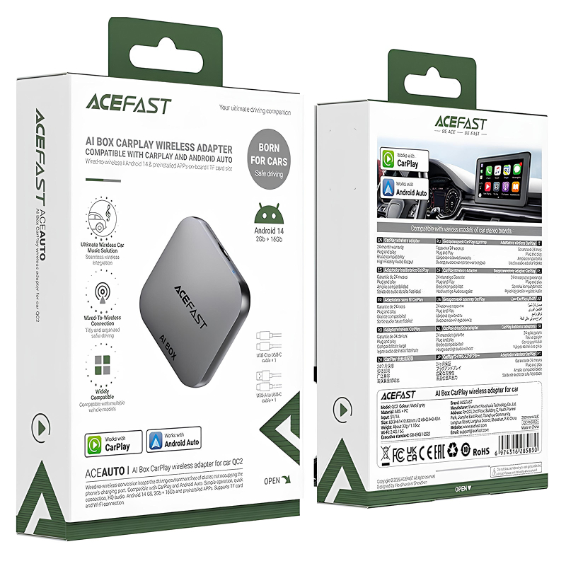 Адаптер Acefast QC2 AI Box car wireless CarPlay/Android Auto на картинке №5