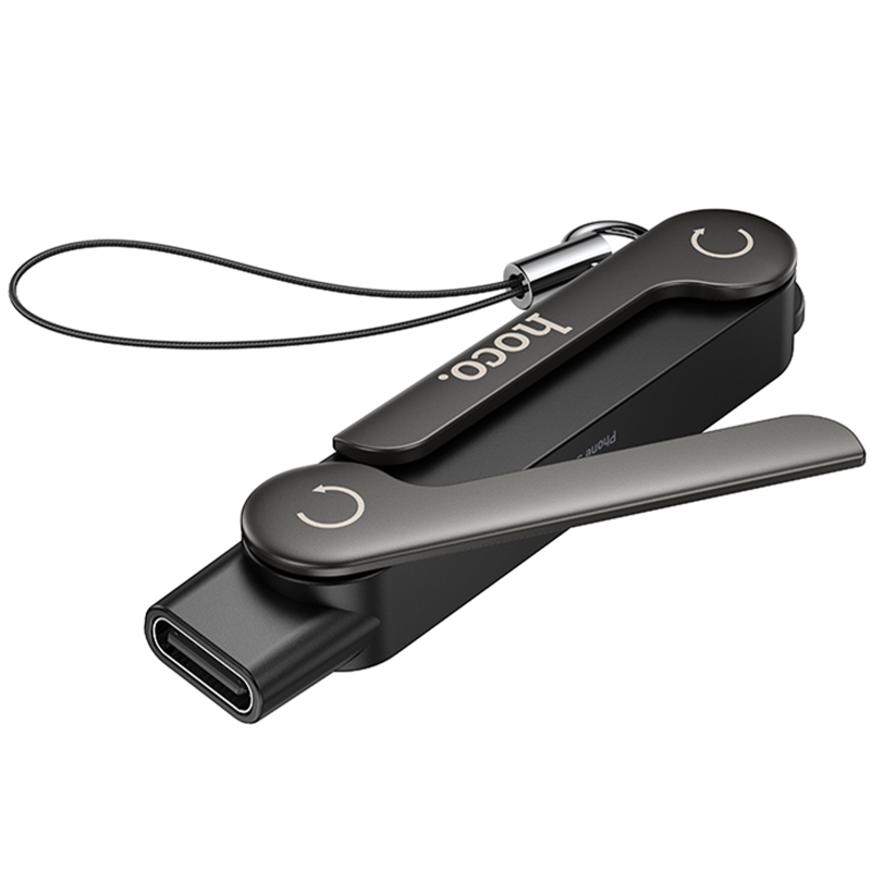Переходник Hoco UA47 Lightning male to Type-C female adapter, Black 3, купить оптом с доставкой