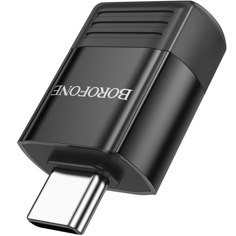 Переходник Borofone BV18 Type-C male to USB female 3.0, Black 1, купить оптом с доставкой
