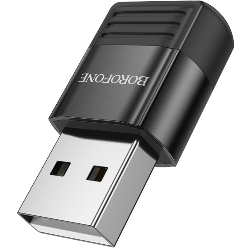 Переходник Borofone BV18 USB male to Type-C female USB2.0, Black 1, купить оптом с доставкой