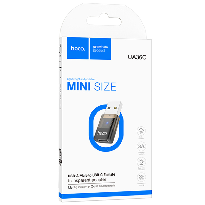 Перехідник Hoco UA36C USB male to Type-C female USB2.0 на малюнкі №2