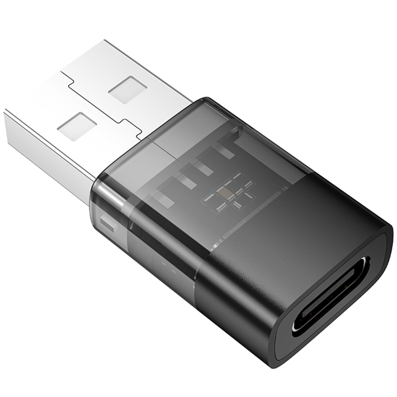 Перехідник Hoco UA36C USB male to Type-C female USB2.0, Black 3, купити оптом з доставкою