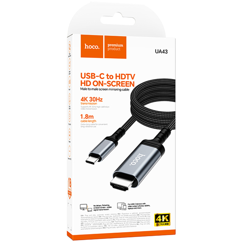 Перехідник Hoco UA43 Type-C to HDTV HD (1.8m) на малюнкі №2