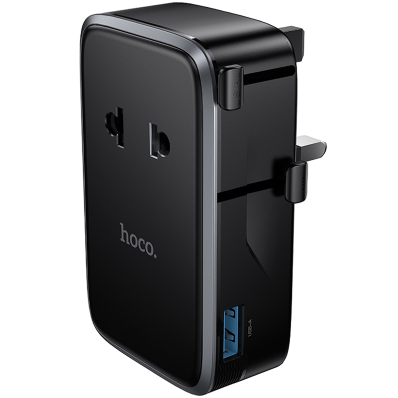 Мережевий універсальний перехідник Hoco AC35 Capaz 15W + 1USB-A/2C, Black 3, купити оптом з доставкою