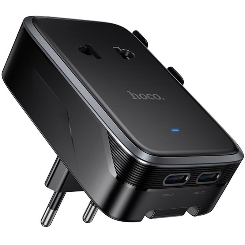 Мережевий універсальний перехідник Hoco AC35 Capaz 15W + 1USB-A/2C, Black 4, купити оптом з доставкою