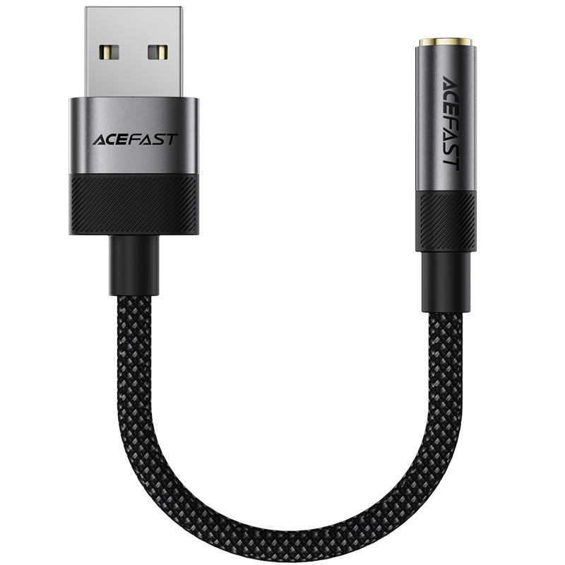 Перехідник Acefast J13 USB male to AUX 3.5mm female, Black, купити оптом з доставкою