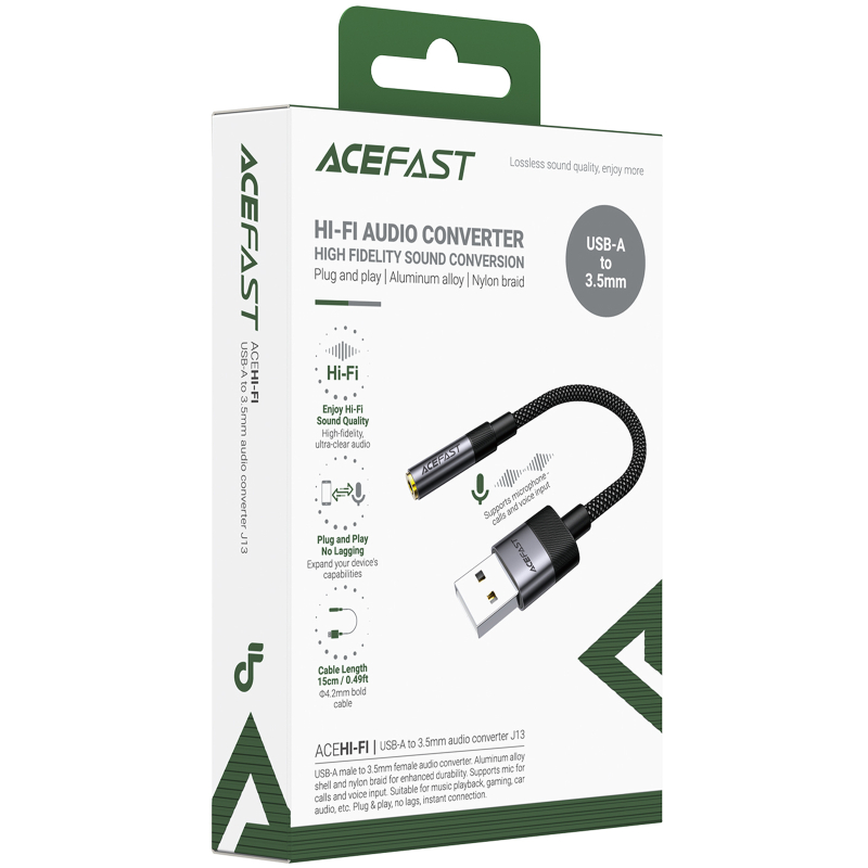 Перехідник Acefast J13 USB male to AUX 3.5mm female на малюнкі №2