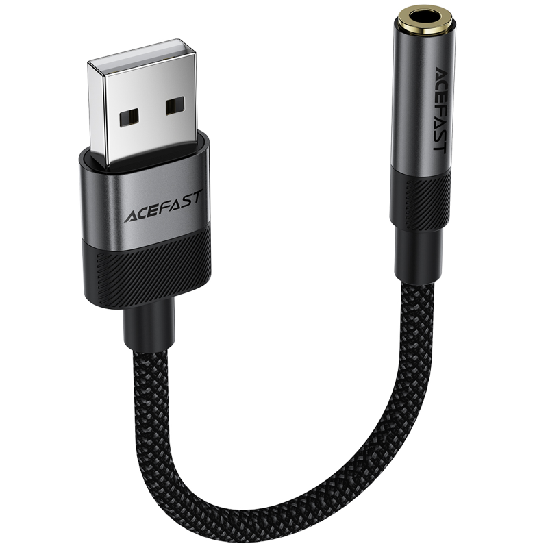 Перехідник Acefast J13 USB male to AUX 3.5mm female, Black 2, купити оптом з доставкою