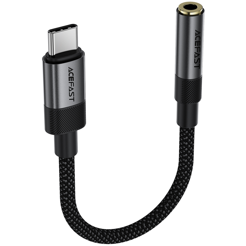 Перехідник Acefast J12 Type-C male to AUX 3.5mm female, Black 2, купити оптом з доставкою