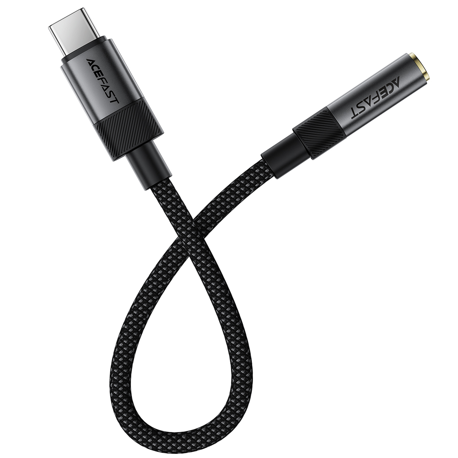 Перехідник Acefast J12 Type-C male to AUX 3.5mm female, Black 3, купити оптом з доставкою