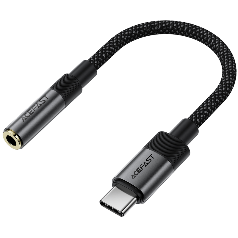 Перехідник Acefast J12 Type-C male to AUX 3.5mm female, Black 4, купити оптом з доставкою