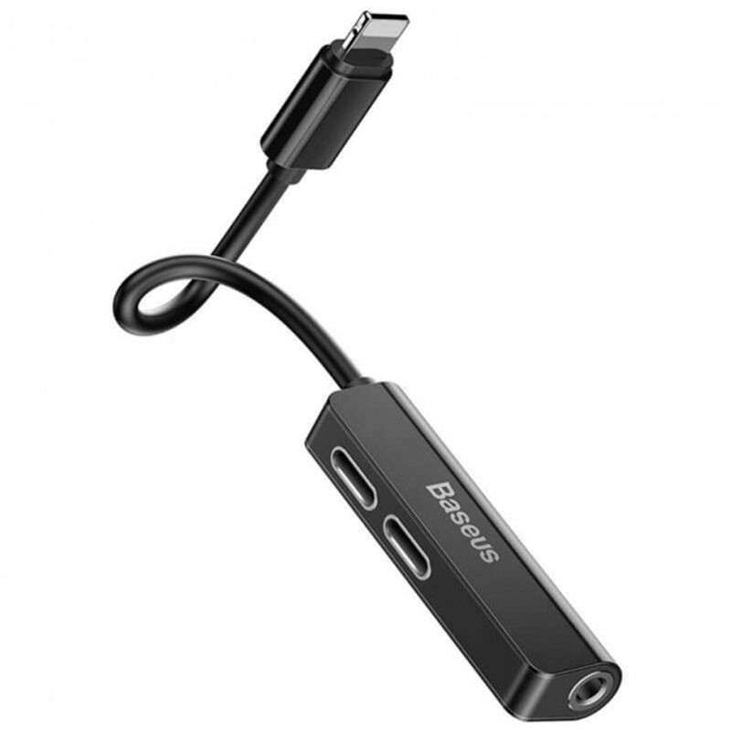 Перехідник Baseus 3-in-1 Lightning Male to Dual Lightning & 3.5mm Female Adapter L52 (CALL52-0) дивитися фото №1