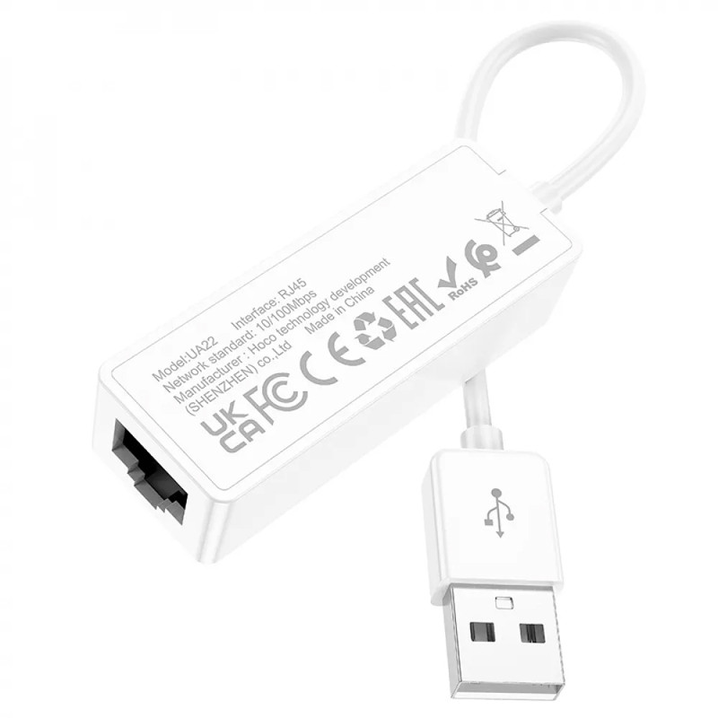 Перехідник Hoco UA22 Acquire USB ethernet adapter (100 Mbps) дивитися фото №5