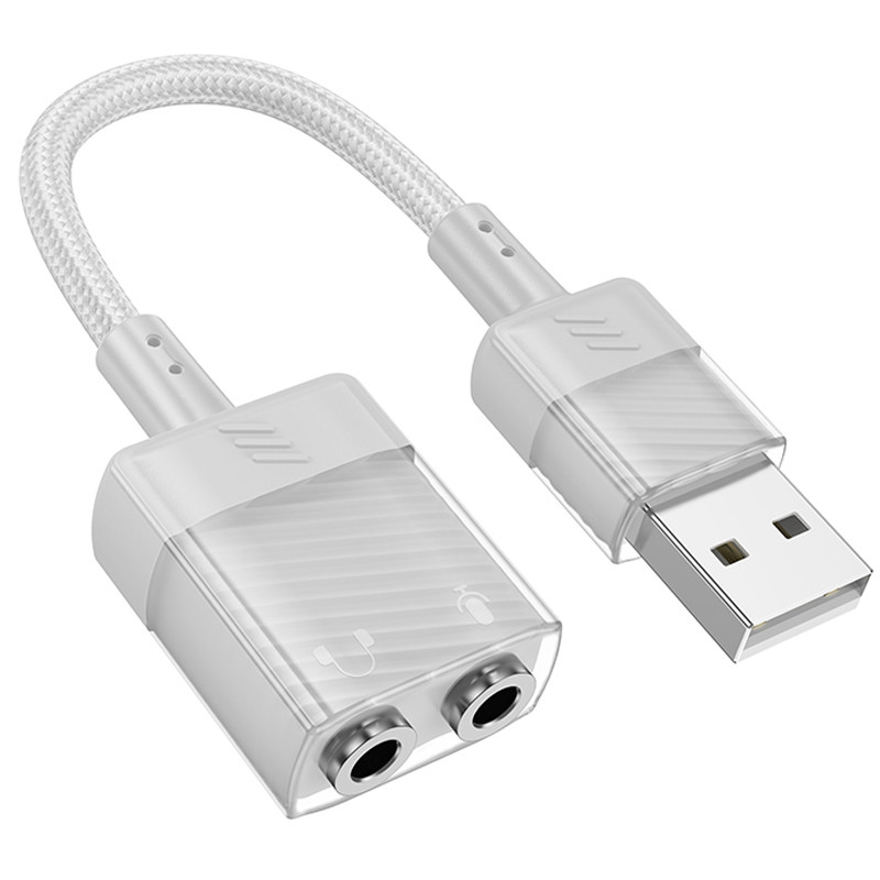 Перехідник Aux Hoco LS37 Spirit 2in1 transparent external sound card USB to 3.5mm дивитися фото №2