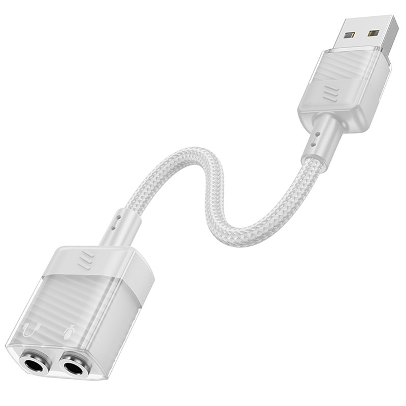 Перехідник Aux Hoco LS37 Spirit 2in1 transparent external sound card USB to 3.5mm дивитися фото №3
