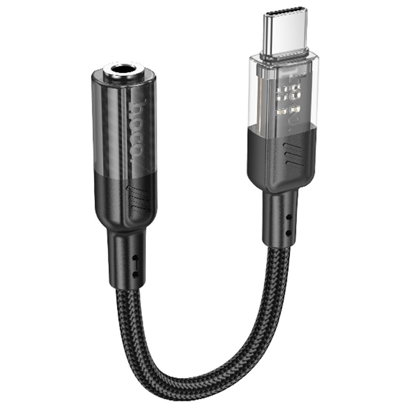 Перехідник Aux Hoco LS37 Spirit transparent external sound card Type-C to 3.5mm на малюнкі №1