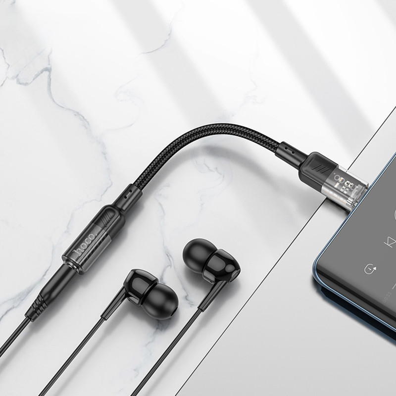 Перехідник Aux Hoco LS37 Spirit transparent external sound card Type-C to 3.5mm на малюнкі №6