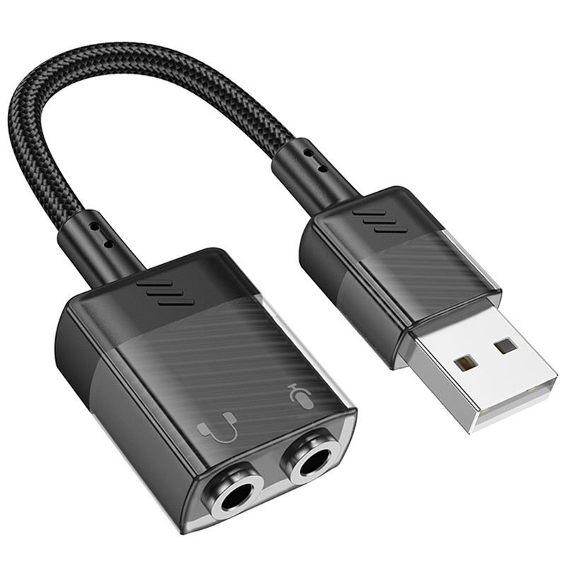 Перехідник Aux Hoco LS37 Spirit 2in1 transparent external sound card USB to 3.5mm дивитися фото №2