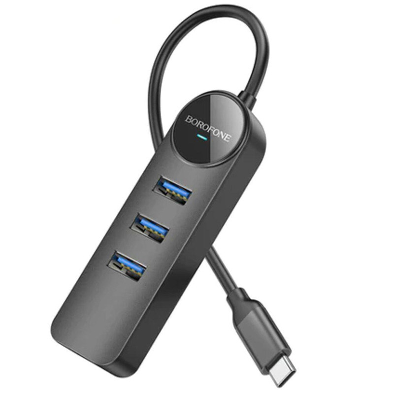 Перехідник Borofone DH6 Erudite 4in1 Gigabit Ethernet (Type-C to USB3.0*3+RJ45) (0.2m) на малюнкі №2