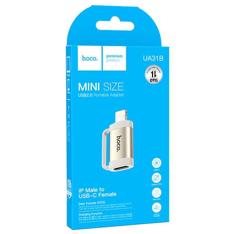 Перехідник Hoco UA31B OTG Lightning male to Type-C female на малюнкі №5