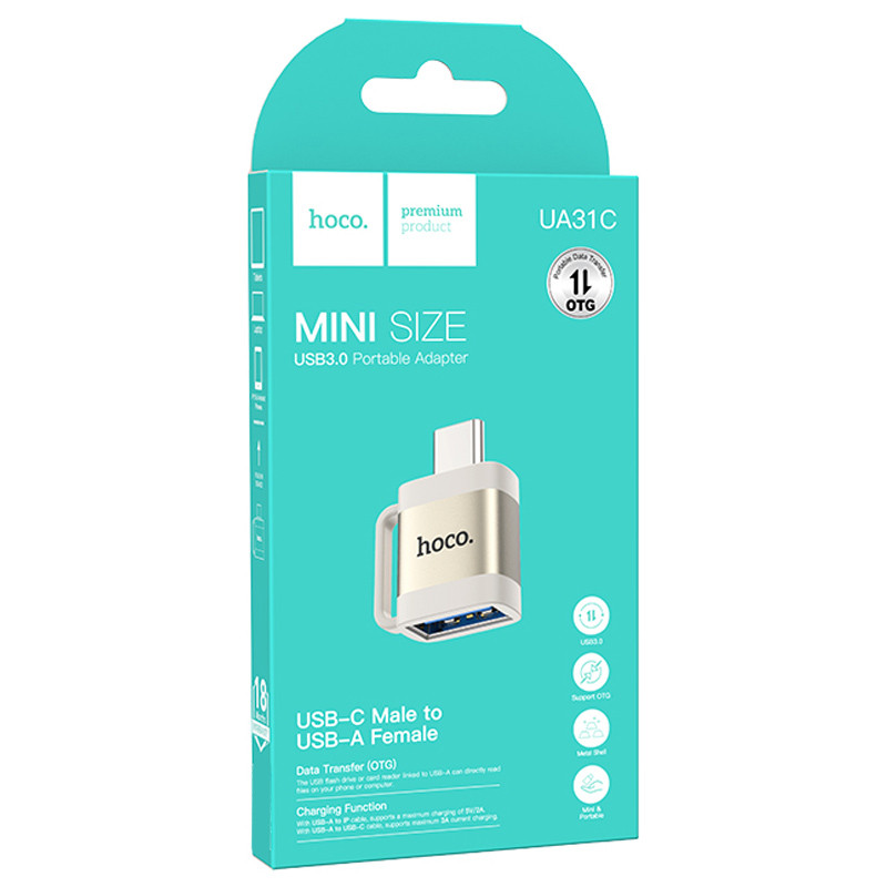 Перехідник Hoco UA31C OTG Type-C male to USB female на малюнкі №4