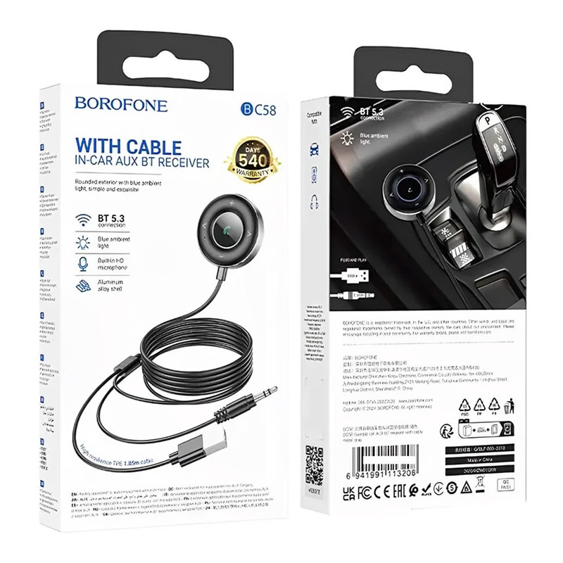 Bluetooth аудіо ресивер BOROFONE BC58 Gamble (USB+Jack 3,5mm) на малюнкі №5