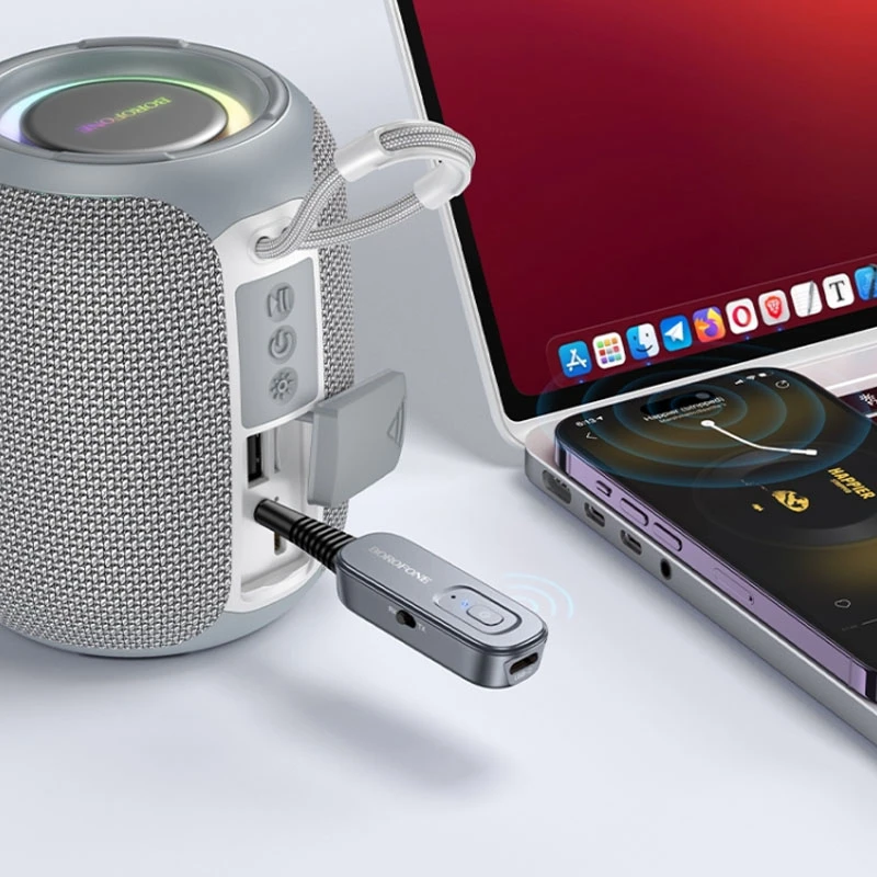 Bluetooth аудио ресивер/трансмиттер Borofone BC51 Clear way (AUX 3.5mm), Metal gray 4, купить оптом с доставкой