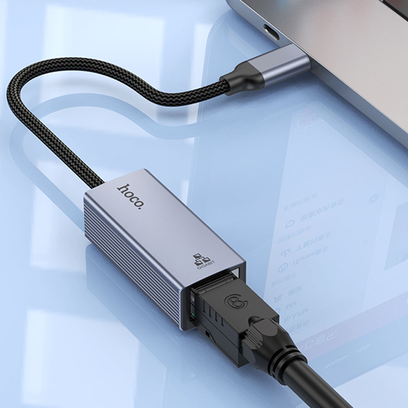 Інтернет адаптер Hoco UA37 1000 Mbps (Type-C to RJ45) на малюнкі №6