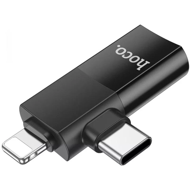 Перехідник Hoco UA17 2in1 Lightning Male/Type-C Male to USB female, Black 1, купити оптом з доставкою