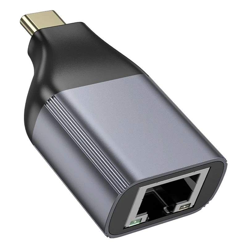 Перехідник Hoco UA35 Type-C to RJ45 100 Mbs, Metal grey 2, купити оптом з доставкою