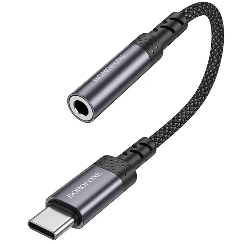 Переходник Borofone BV24 Graceful Type-C to 3.5mm, Metal grey 1, купить оптом с доставкой