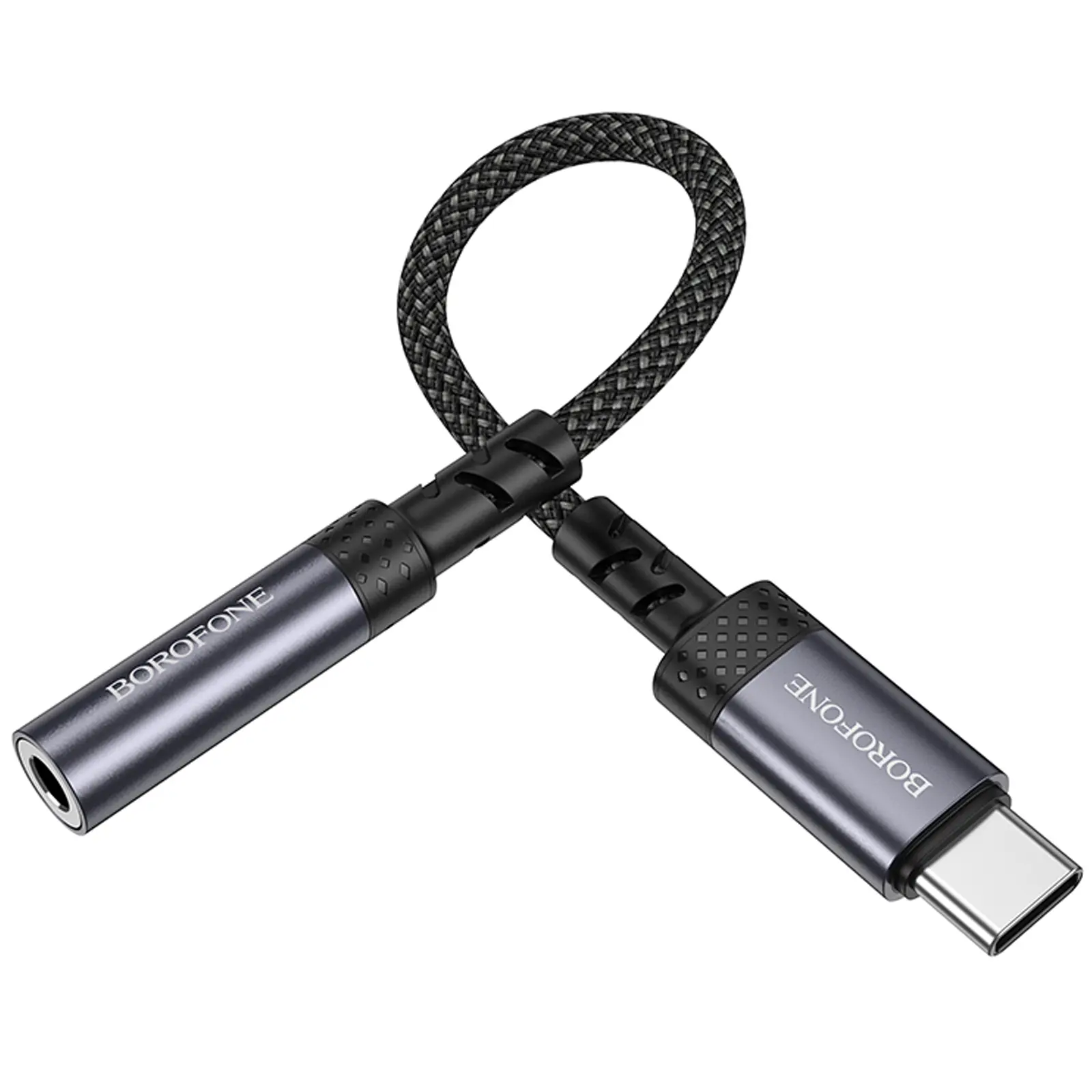 Переходник Borofone BV24 Graceful Type-C to 3.5mm, Metal grey 2, купить оптом с доставкой