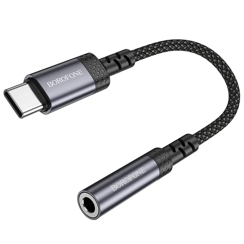 Переходник Borofone BV24 Graceful Type-C to 3.5mm, Metal grey 4, купить оптом с доставкой