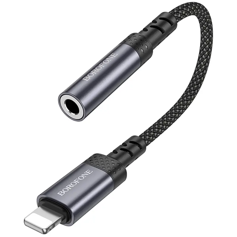 Переходник Borofone BV24 Graceful Lightning to 3.5mm, Metal grey 1, купить оптом с доставкой