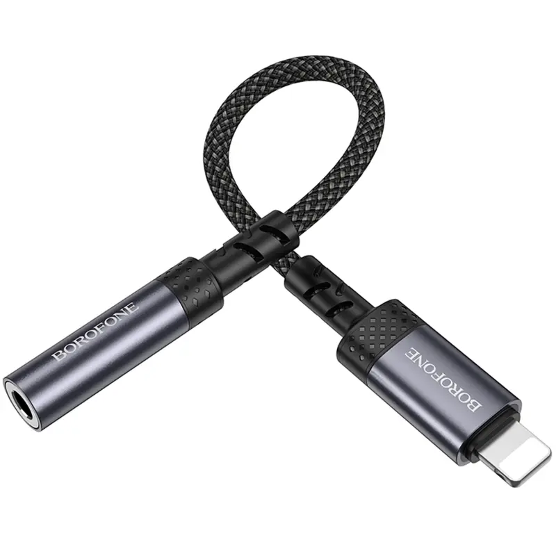 Переходник Borofone BV24 Graceful Lightning to 3.5mm, Metal grey 2, купить оптом с доставкой