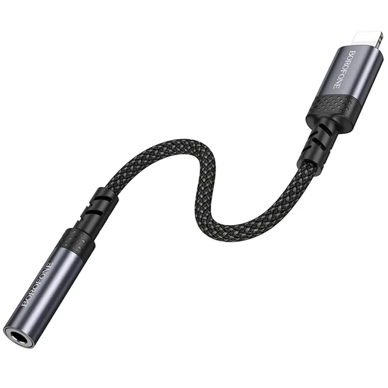 Переходник Borofone BV24 Graceful Lightning to 3.5mm, Metal grey 3, купить оптом с доставкой