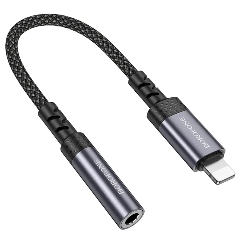 Переходник Borofone BV24 Graceful Lightning to 3.5mm, Metal grey 6, купить оптом с доставкой
