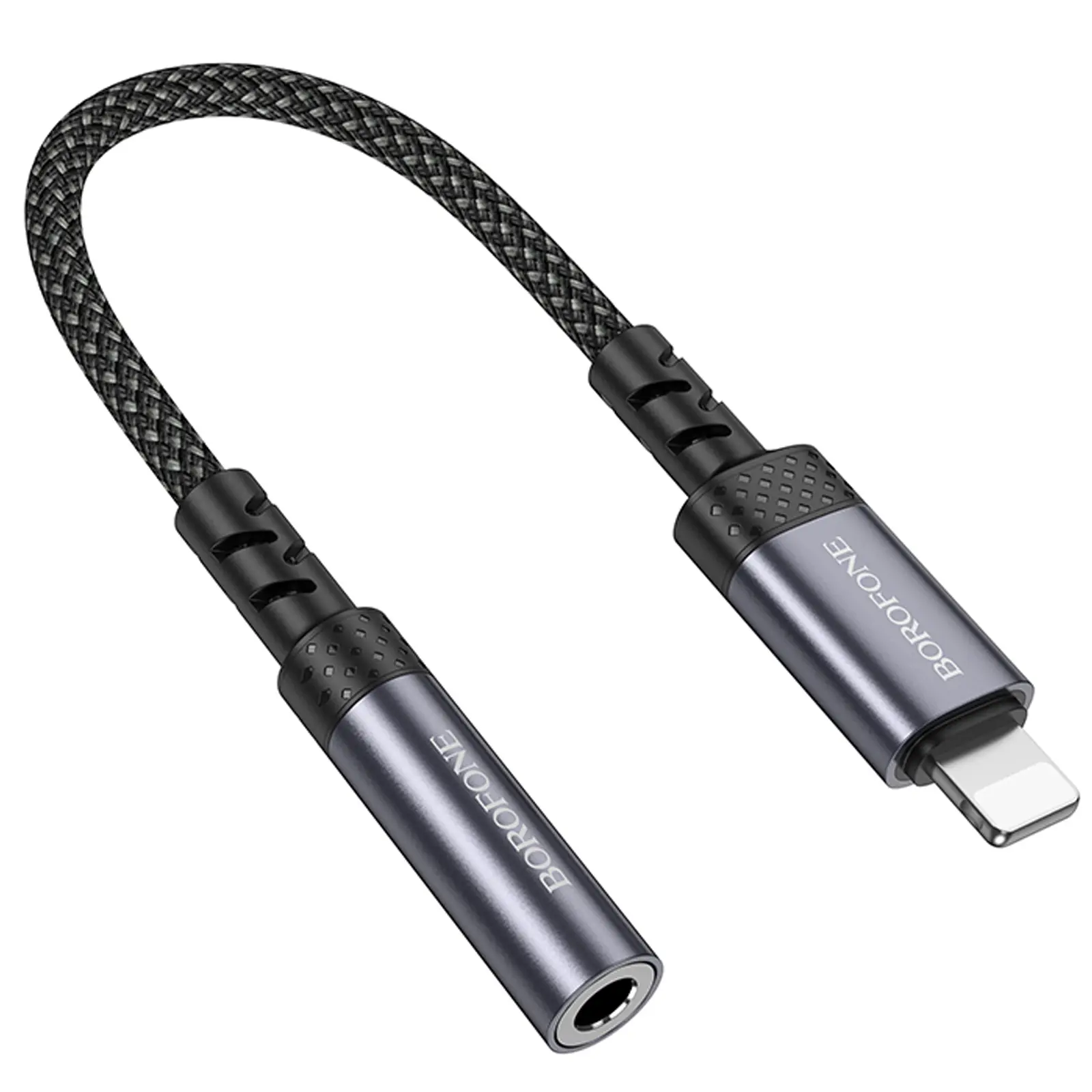 Переходник Borofone BV24 Graceful Lightning to 3.5mm, Metal grey 6, купить оптом с доставкой