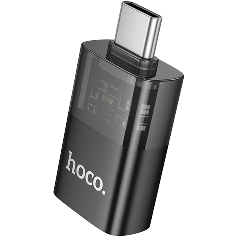 Перехідник Hoco UA36B OTG Type-C male to USB female transparent на малюнкі №3