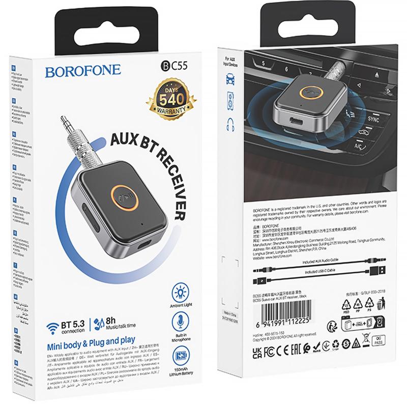 Bluetooth AUX аудіо ресивер/трансмітер Borofone BC55 Suave на малюнкі №6