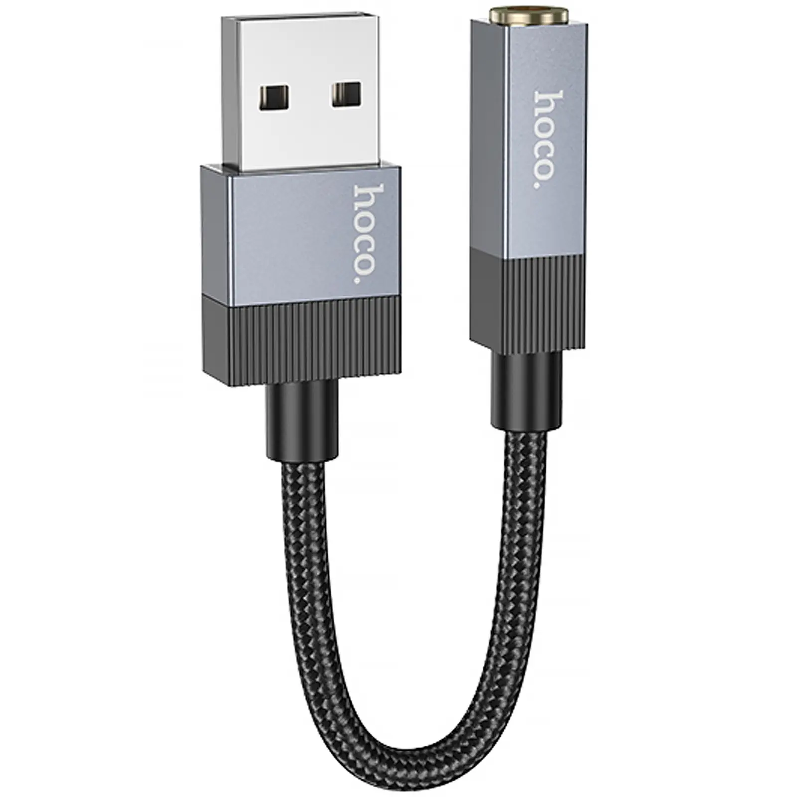 Переходник Hoco UPA32D Clever USB to 3.5mm, Black, купить оптом с доставкой