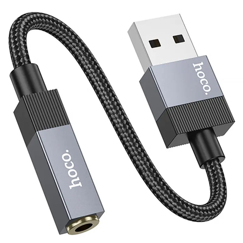 Переходник Hoco UPA32D Clever USB to 3.5mm, Black 4, купить оптом с доставкой