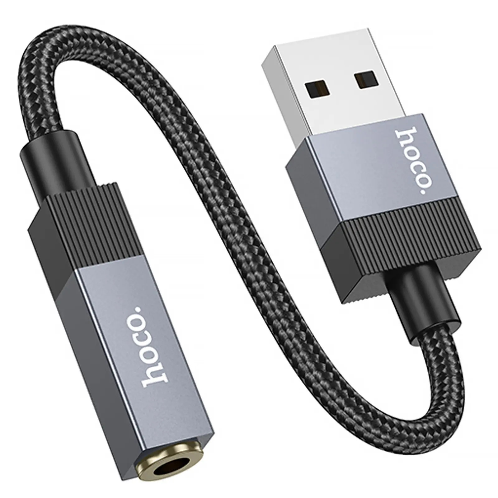 Переходник Hoco UPA32D Clever USB to 3.5mm, Black 4, купить оптом с доставкой